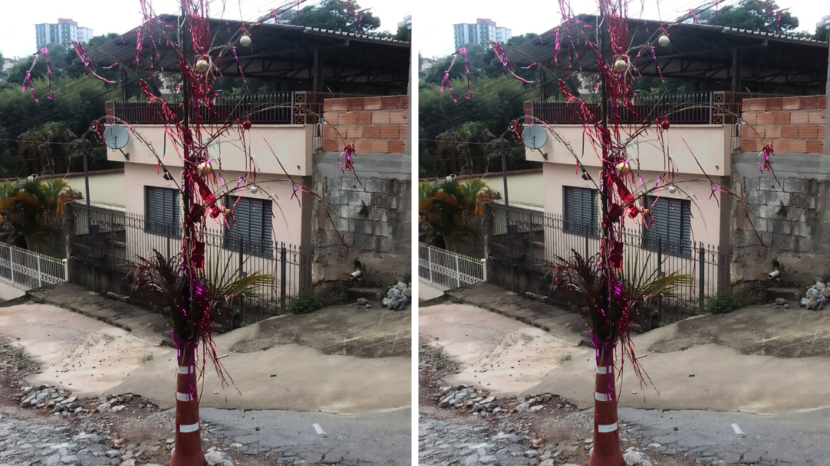 Moradores usam árvore de Natal para protestar contra obra inacabada na Rua Gonçalves Dias